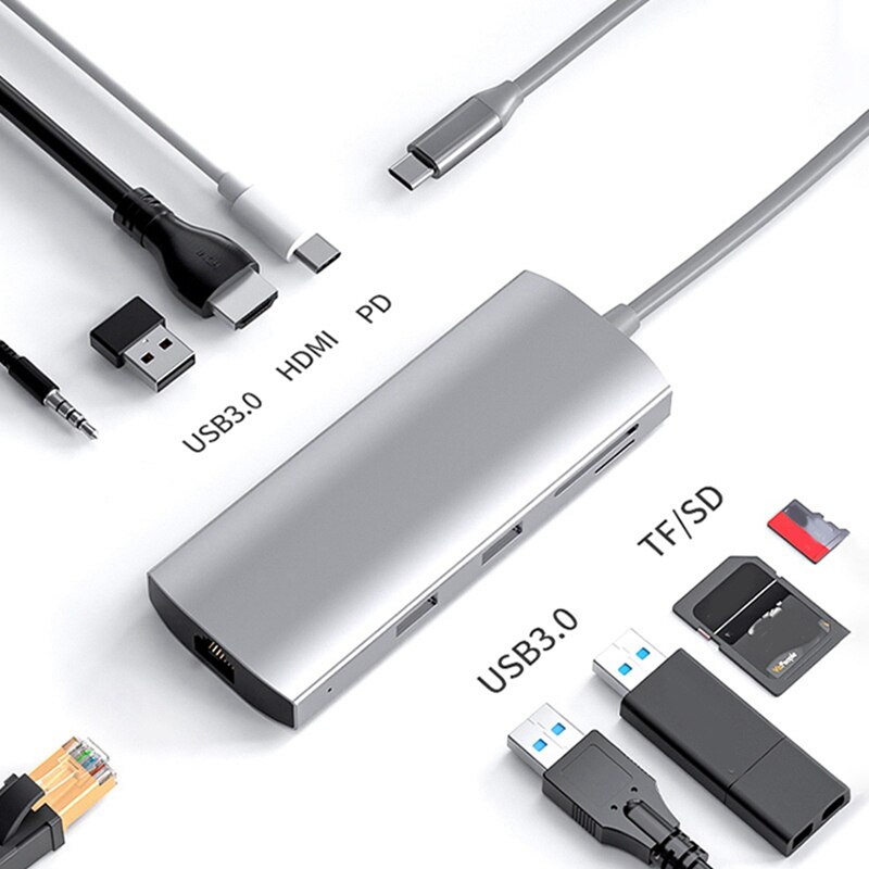 USB C Laptop Dock 9 in 1 Multiport Adapter USB C zu HDMI Adapter, typ C Hub für Profi Luft und Fenster
