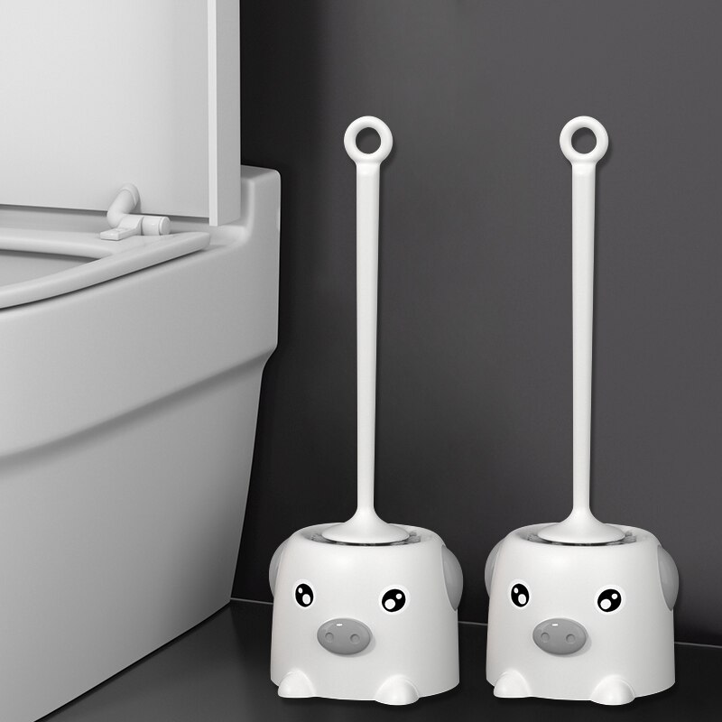 Thuis Toiletborstel Cleaner Kat Lange Handvat Platte Leuke Toiletborstel Kast Brosse Toilette Badkamer Accessoires: 2 pieces