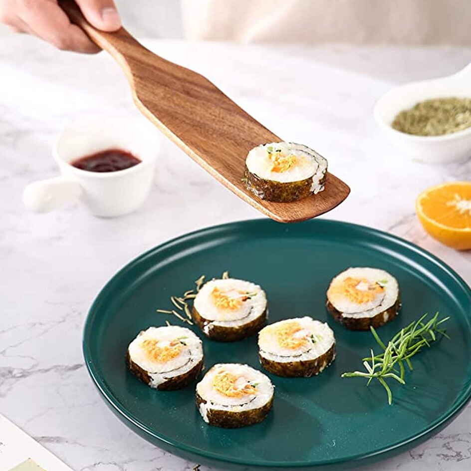 Wooden Kitchen Utensil Set, Kitchen Sets Non-Stick Wooden Cooking Utensils Spatula Slotted Spurtle Spatula Sets Wood Cookware