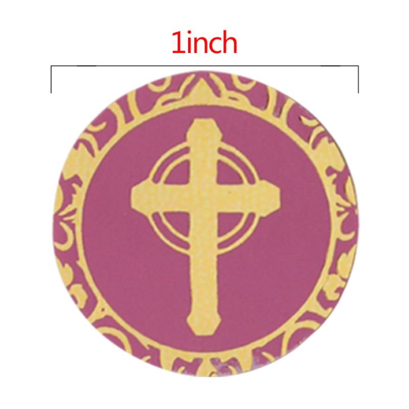 500 Uds. Pegatinas de cruces religiosas cristianas, etiquetas redondas para sobres, sellos, favores R9UF
