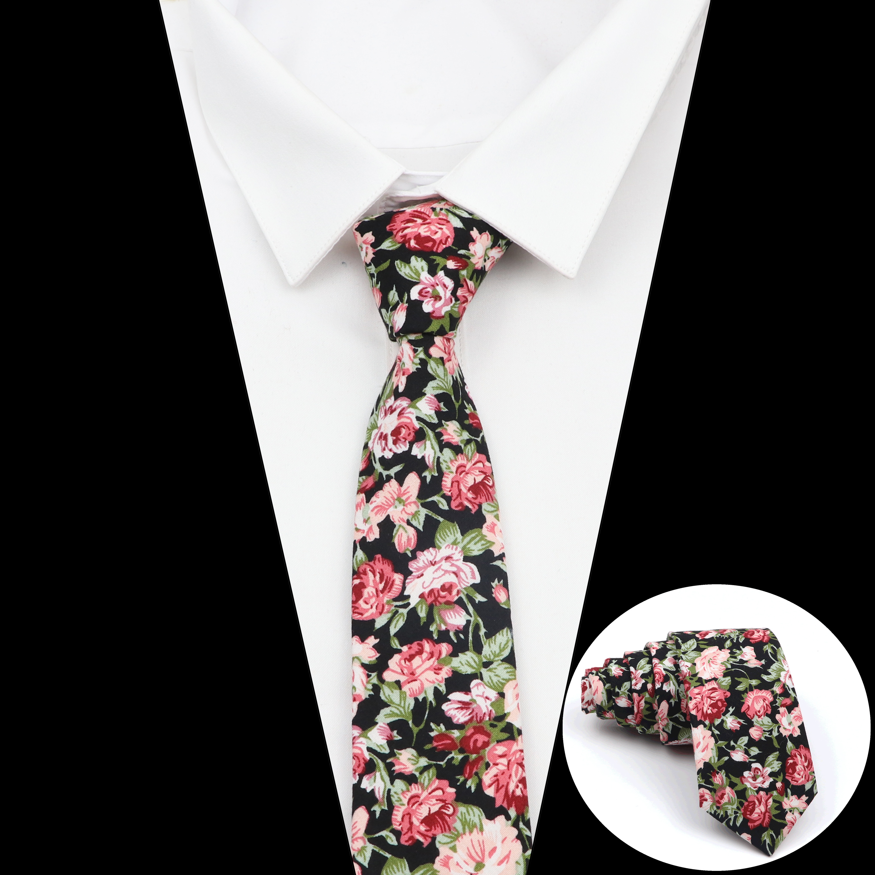 Cotton Floral Tie For Men Women Skinny Print Necktie For Wedding Casual Man's Neckties Classic Suits Flower Cravat