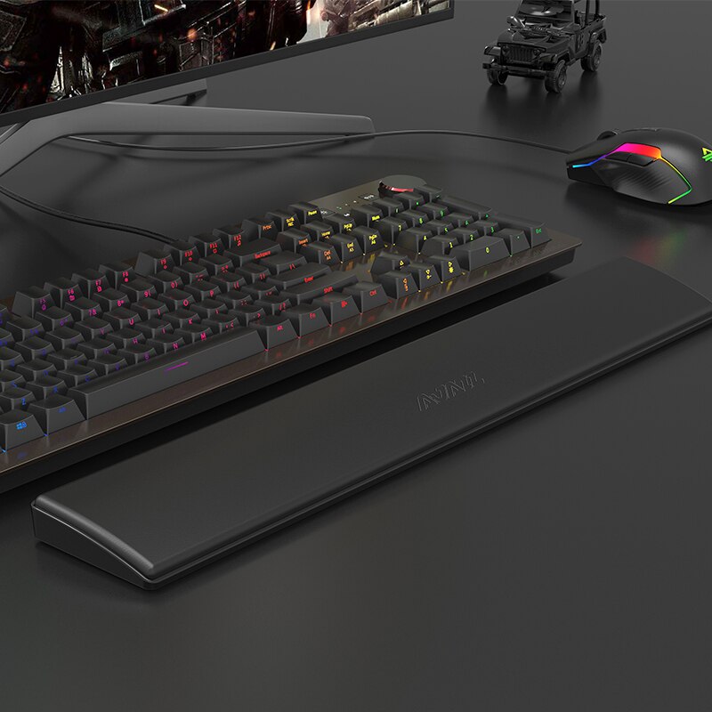 Ajazz 104 teclas de proteção para teclado, descanso de pulso, almofada antiderrapante, couro pu, macio e confortável, durável