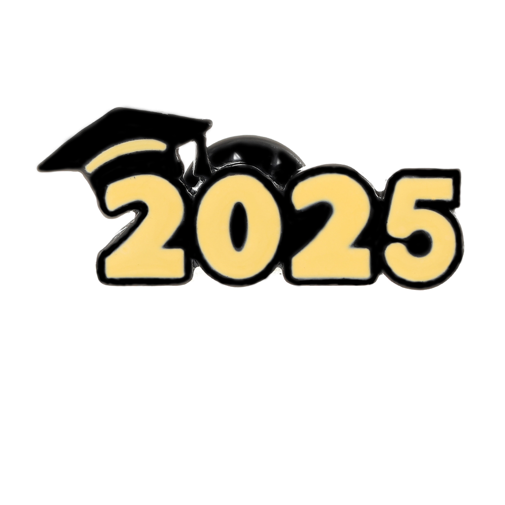 2025 Graduation Seizoen Emaille Broches Doctoraal Hoed Diploma Klasse Van 25 Pins Voor Student: Licht Geel Goud Kleur