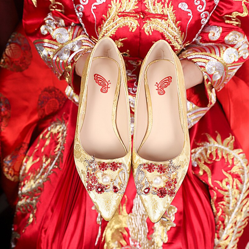 Emily Bridal Bruiloft Schoenen Vrouwen Zijde Net Satijn Stiletto Hakken Pompen Met Borduurwerk Kant Bloem Kristal Parel 39eu 2231080050