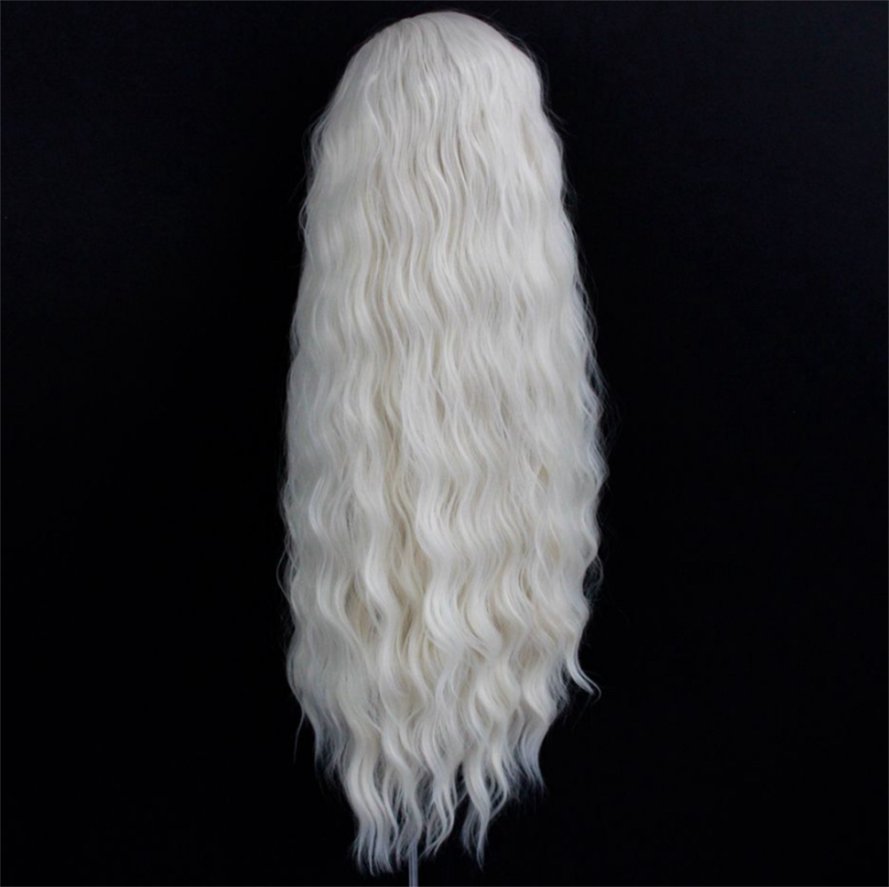 Peluca ondulada rubia platino, pelucas frontales de encaje sintético para mujer, pelo largo de encaje ondulado Natural, peluca blanca, negra y rosa, Cosplay de rizo suelto