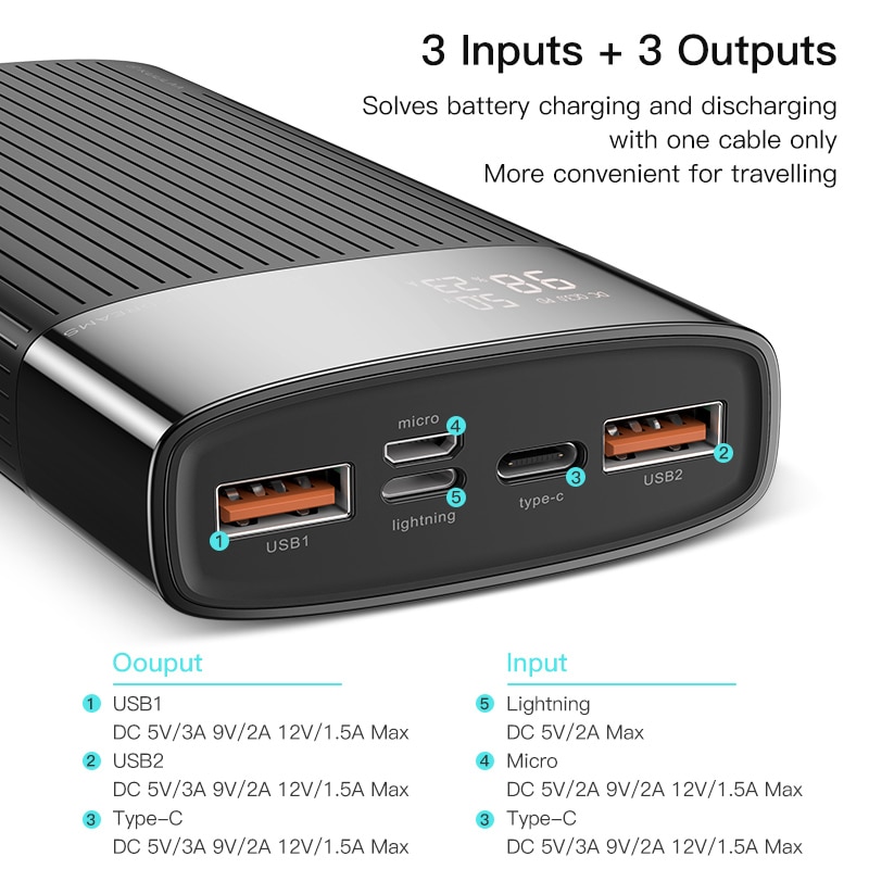 KUULAA Energie Bank 20000 mAh QC PD 3,0 PoverBank Schnelle Aufladen Energie 20000 mAh USB Externe Batterie Ladegerät Für Xiaomi mi 10 9