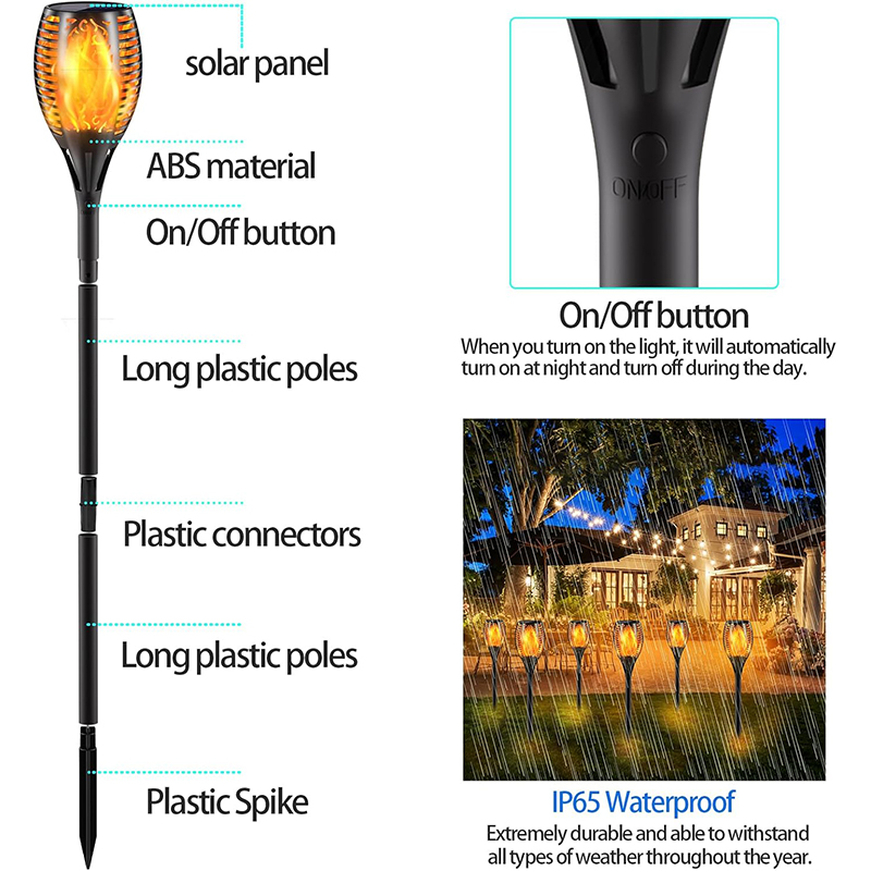 96 LED Solar Waterproof Flickering Flames Torch Lights Outdoor Solar Lantern Landscape Garden Decoration Lighting