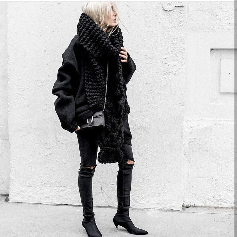 knitted wool neck manual rod needle thick needle wool winter warm scarf shawl