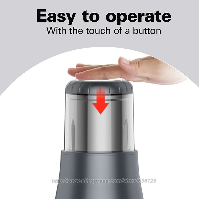 Moulin à café électrique pour grains, épices et autres, lames en acier inoxydable, chambre amovible, jusqu&#39;à 32 tasses