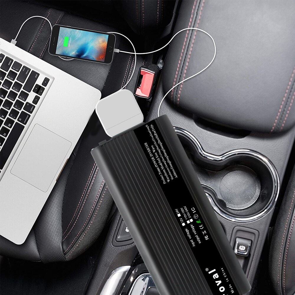 12V/24V 1500W/2000W/2600W Auto Accessories Led Charger Adapter 4.8A 2USB Charger Converter Car Solar Boost Power Inverter