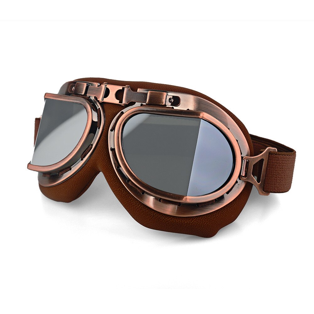 Lunettes de Moto rétro classique café racer, Vintage, pour Harley Pilot, pour casque, Protection UV: Silver lens