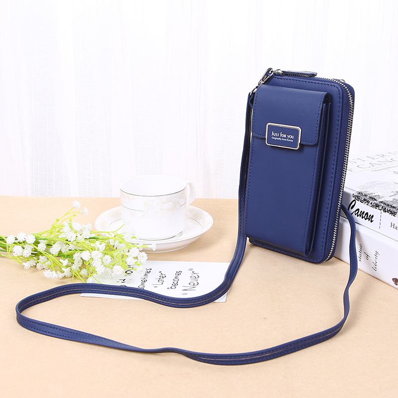 Forever baellerry women wallet vertical crossbody mobile phone wallet zipper clutch wallet: Blue