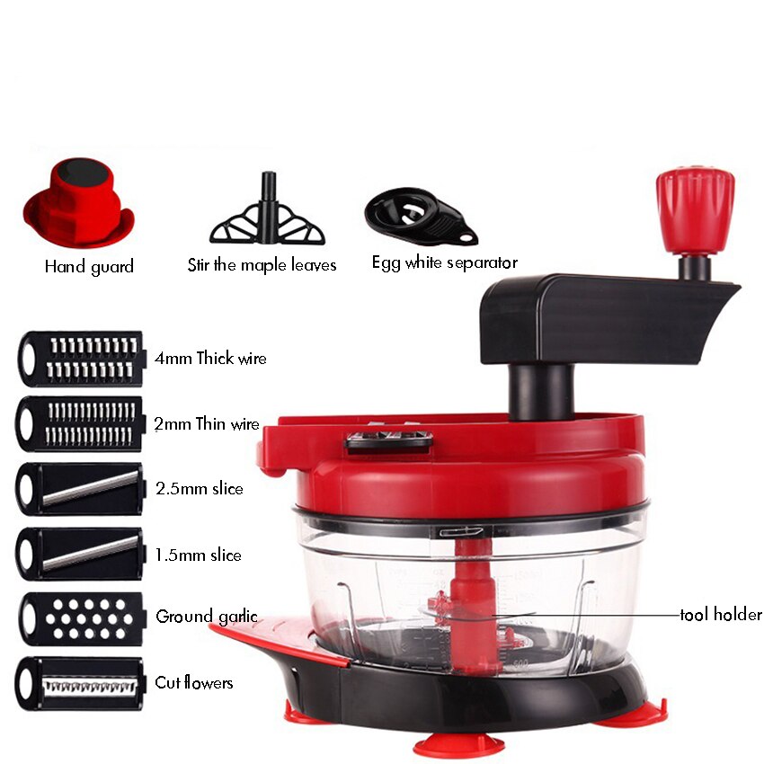 Hand Food Chopper, Vegetable Chopper Manual Food Processor, Easy To Clean Food Mincer Mixer Blender with Egg White Separator: A