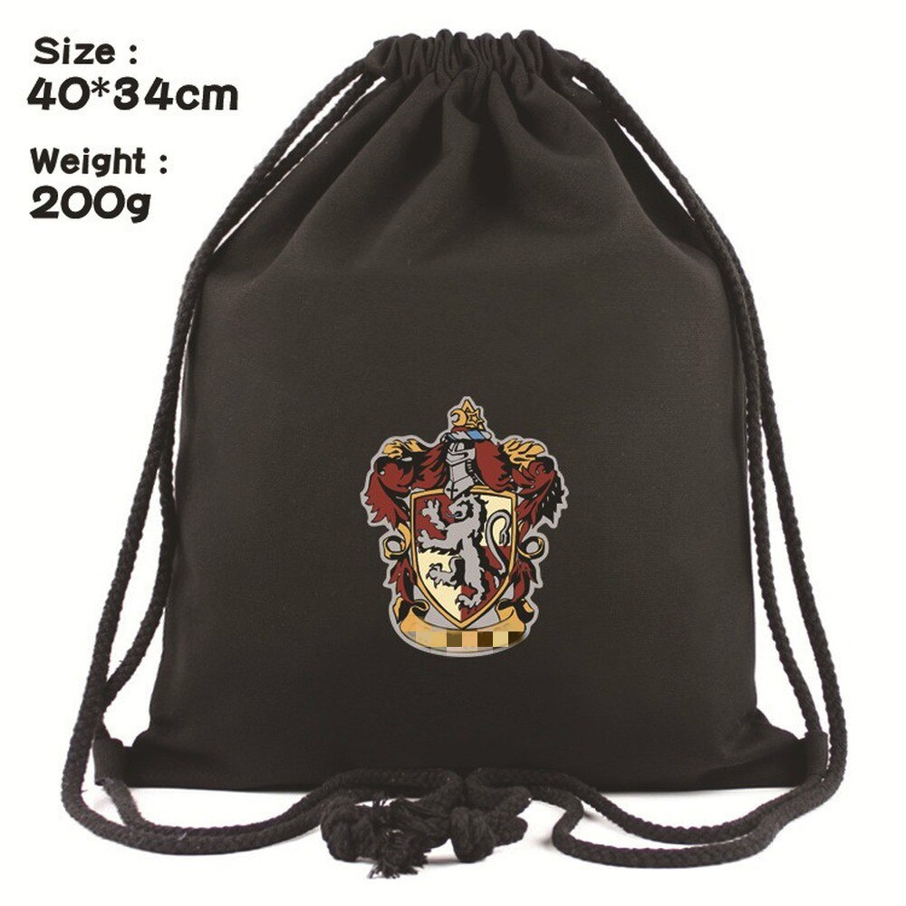 H.Potter Drawstring Canvas Backpack Men Women Shopping Bag Student School Bag Outdoor Storage Bag: 4