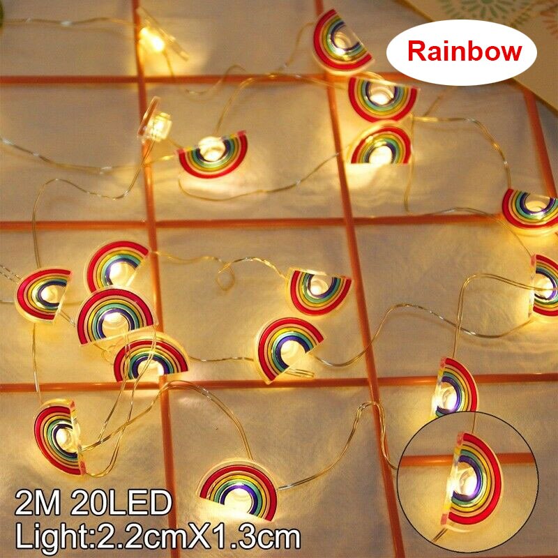 2M 20 LED String Light Cartoon Flamingo Cactus Heart Star Shape String Fairy Lights for Home Bedroom Party Decorations: Rainbow