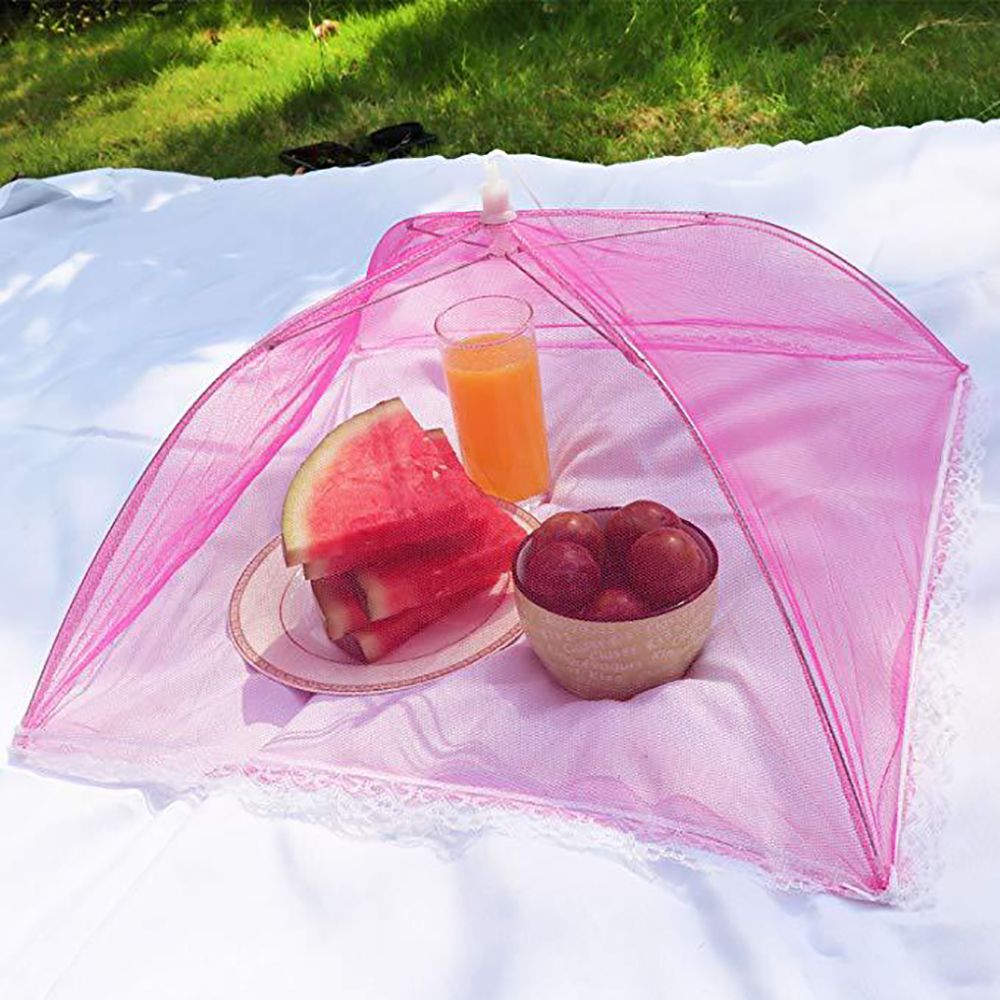Reusable Food Covers Collapsible Food Covers Umbrella Food Protect Covers Protector Food Anti Dust Cover Kitchen Accessories: pink