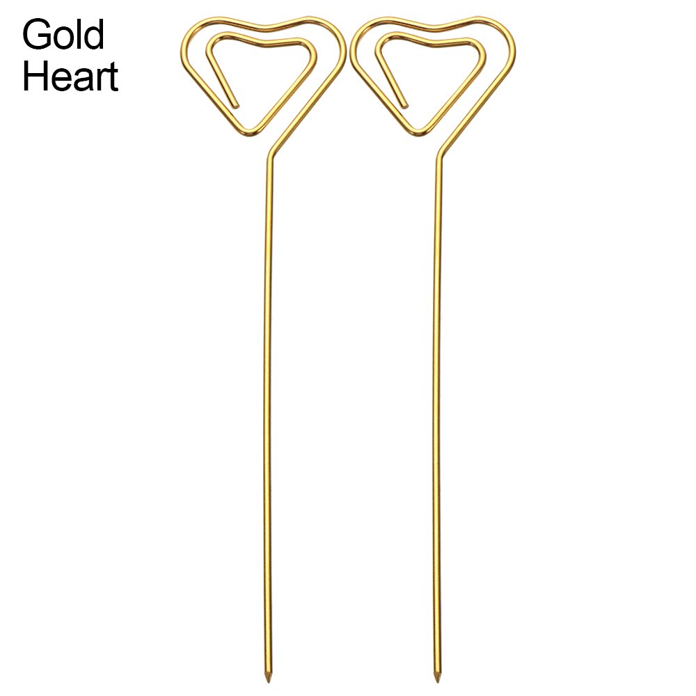2PCS Heart/Round/Stars Reusable Stainless Steel Fruits Toothpicks Metal Cocktail Picks Skewers Garnish Picks Table Decor: gold 1