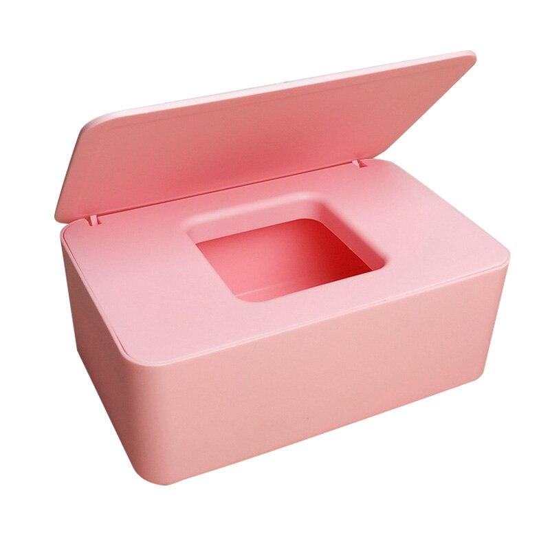 Dustproof Tissue Storage Box Case Wet Wipes Dispenser Holder with Lid for Home Office Desk Car FKU66: Pink