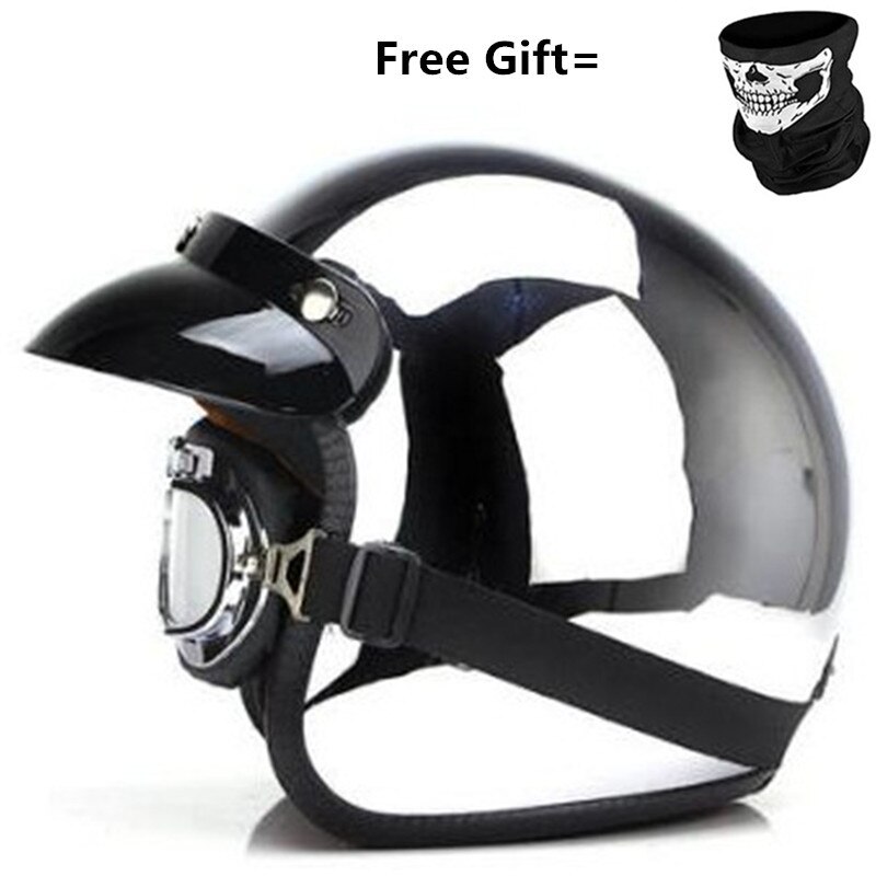 Open-face Helmets Mirror Silver Chrome Vespa Open Face Motorcycle Motorbike Helmet Retro Moto Helmets Dot,helmet Bubble M: 1 goggles / M