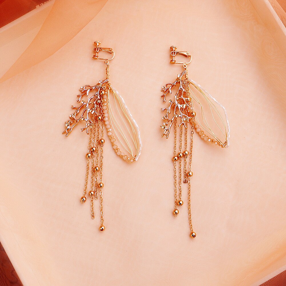 Set di gioielli per orecchini a fascia per fata coreana gioielli per diadema da sposa gioielli per capelli da sposa con copricapo di fiori di perle