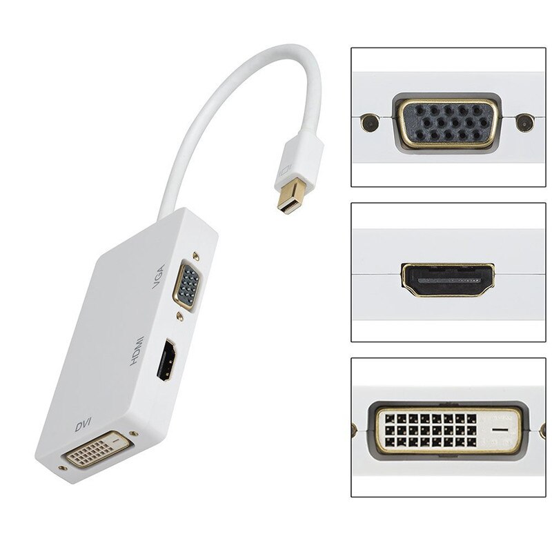 3In1 Thunderbolt Mini Dp Naar Hdmi Vga Dvi Adapter Kabel Converter 1080P Displayport Voor Macbook Pro Air Projector camera