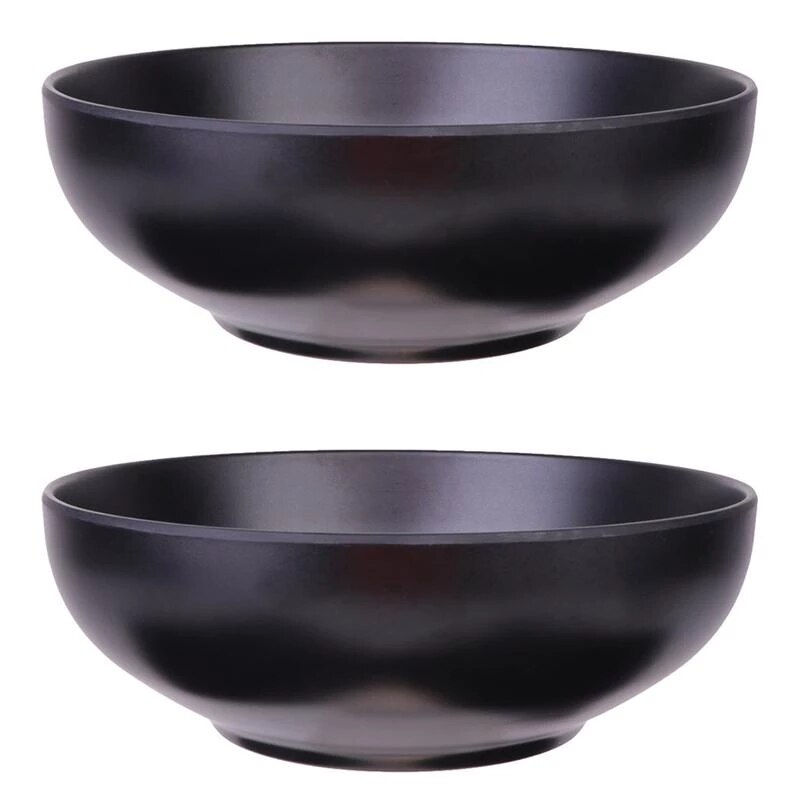 2Pcs Japanese Style Ramen Bowls Stylish Food Container Black Noodle Bowls Black Imitation Porcelain Japanese Ramen Bowl: Default Title