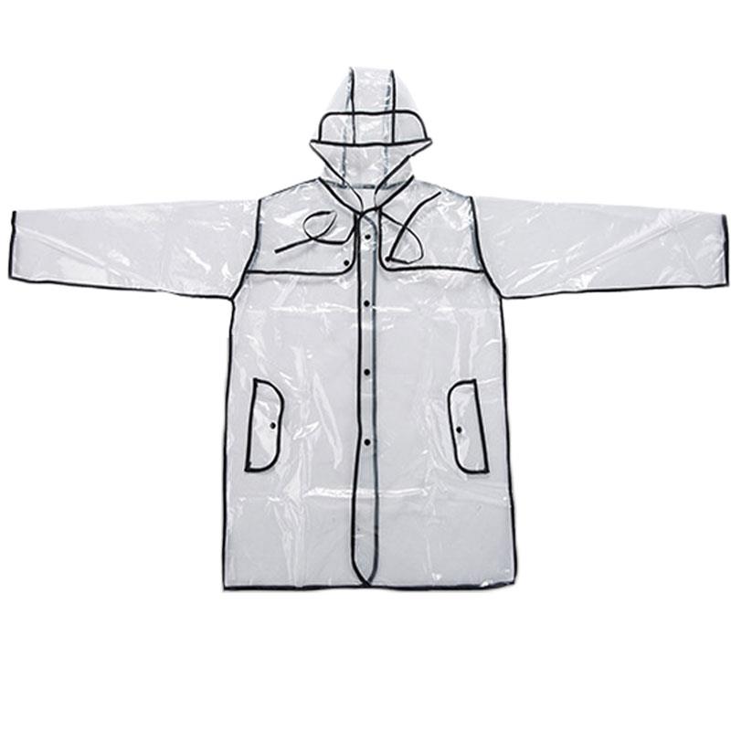 Women Men Transparent Hoodie Waterproof Clear PVC Raincoat Rain Coat