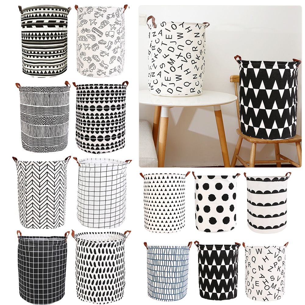 Panier de rangement rond large, sac à linge, bac d'organisation, pour vêtements, jouets, rabattable avec une grande capacité, 1 pièce