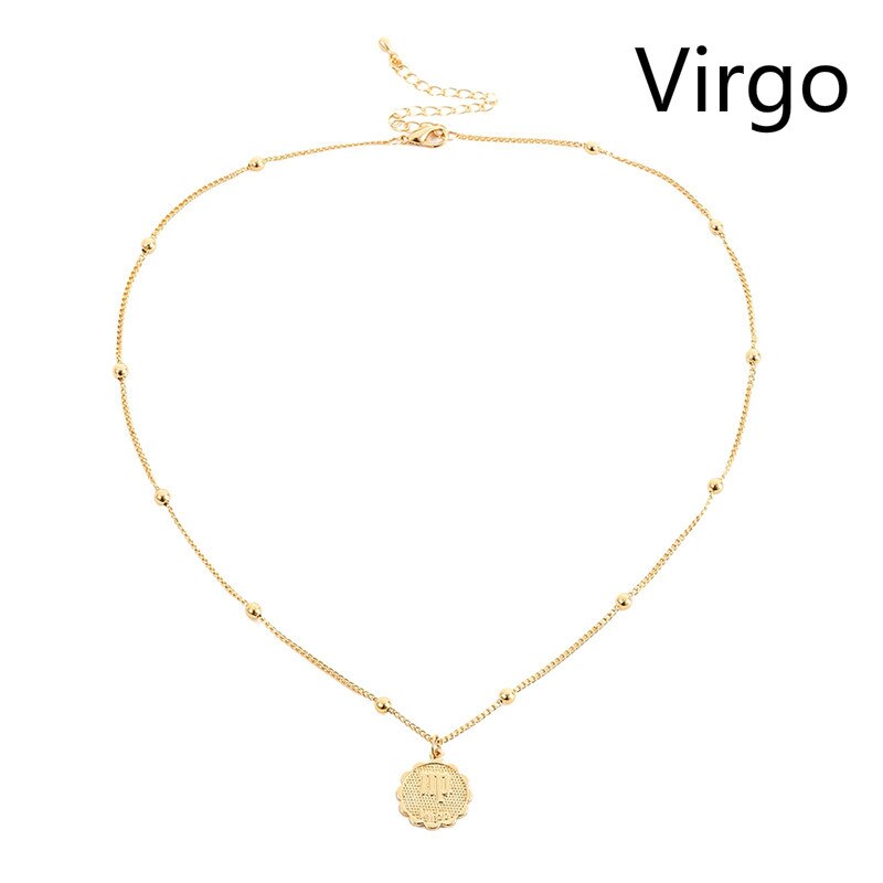 12 Constellation Necklace Zodiac Stainless Steel Coin Necklace Necklaces Pendants Jewelry: Virgo / gold