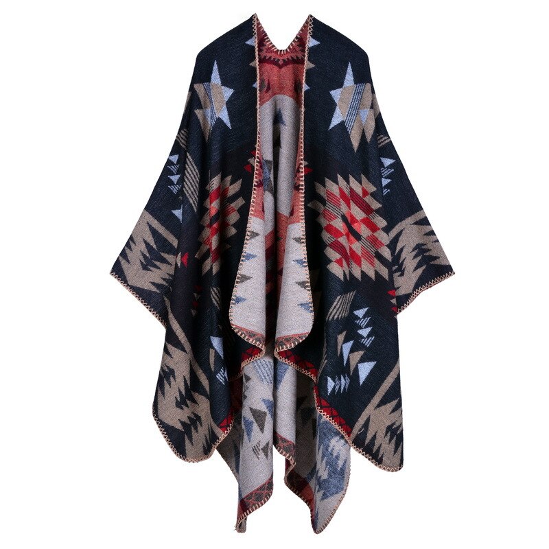 Hiver femmes réversible surdimensionné couverture Plaid pull Poncho Cape châle et enveloppes Cardigans épaissir pashmina écharpe: 18