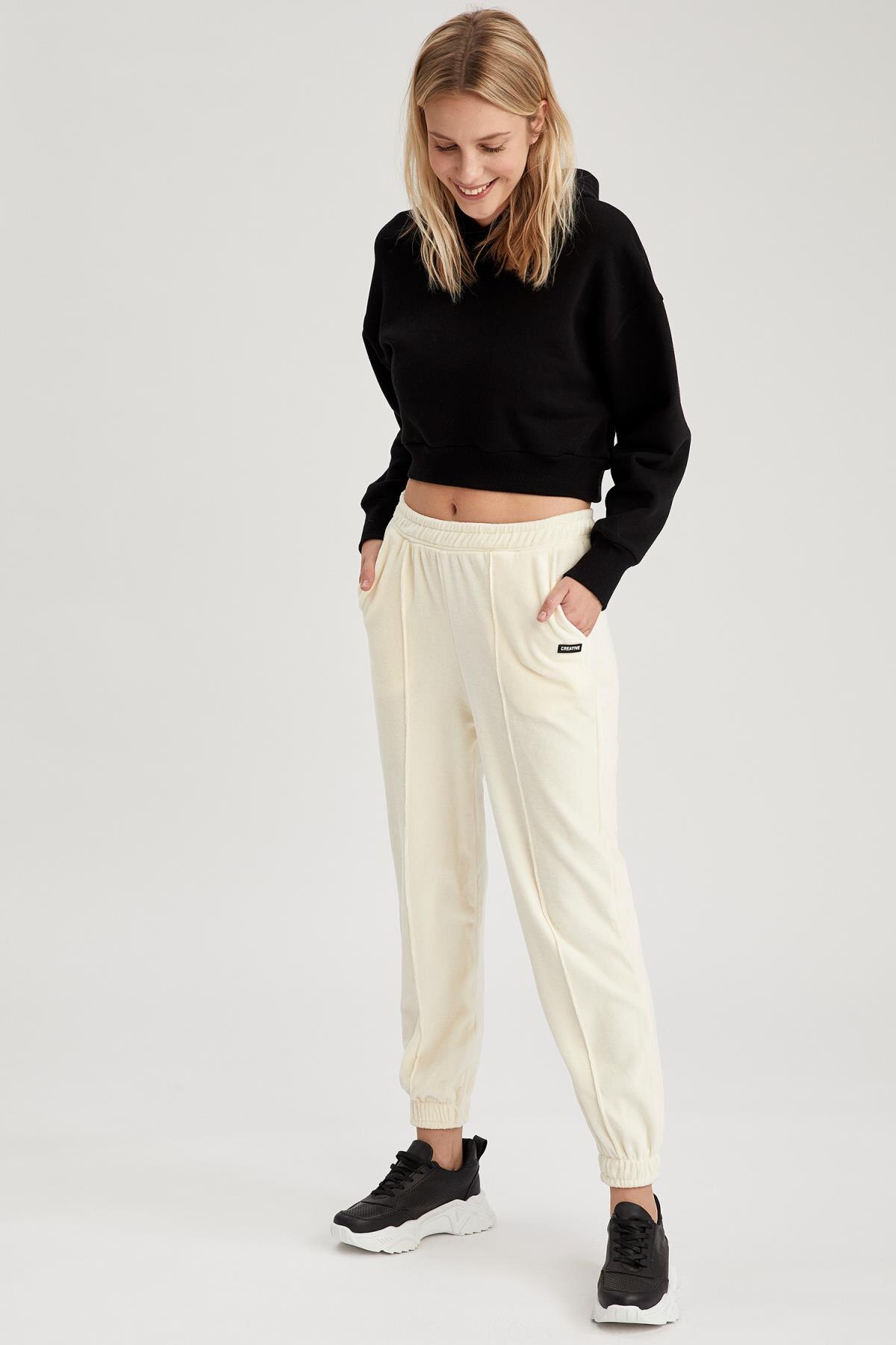 DeFacto Spring Woman Pants & Bottoms Basic Regular Fit Knitted Trousers Streetwear Dailywear Female -R6577AZ20SP: S