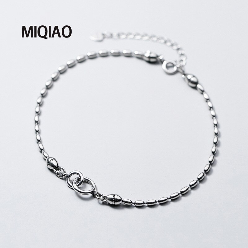 Bracciale MIQIAO sulla catena della gamba cavigliere da donna in argento Sterling 925 gioielli da donna in argento tailandese Beanie Foot Fashion per ragazze