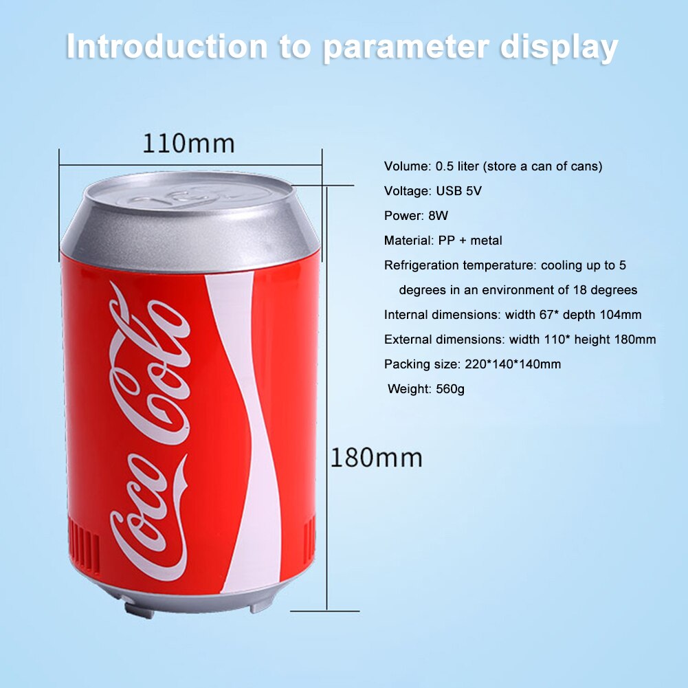 Mini USB Refrigerator Car Office Car Fridge Travel Refrigerator Portable Dual-Use Refrigerator Heat Cooler And Warmer accessory