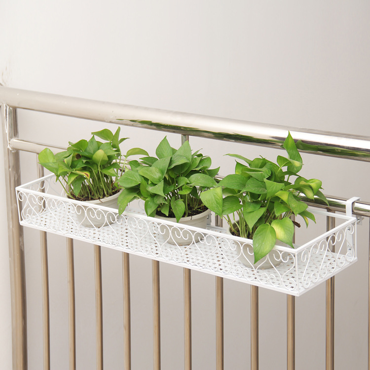 Balkon hængende blomsterstand jernstel plantestativ udendørs dekoration display metalramme: 1pc 50 x 20 x 12cm / 01