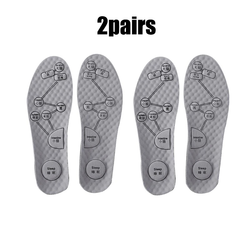 Foot Acupressure Insole Men Women Soft Breathable Sports Cushion Inserts Sweat-absorbing Deodorant Insole Shoe Pads: Brown / 2
