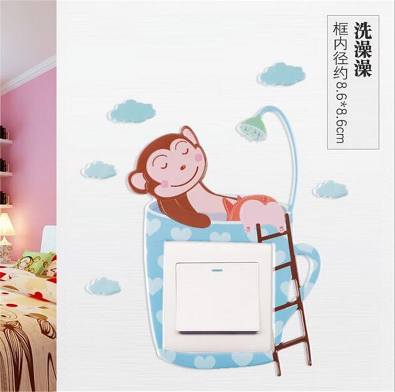 Cartoon Monkey switch sticker wall sticker Switch Light Switch Outlet wall decor Bedroom decoration Room Decor