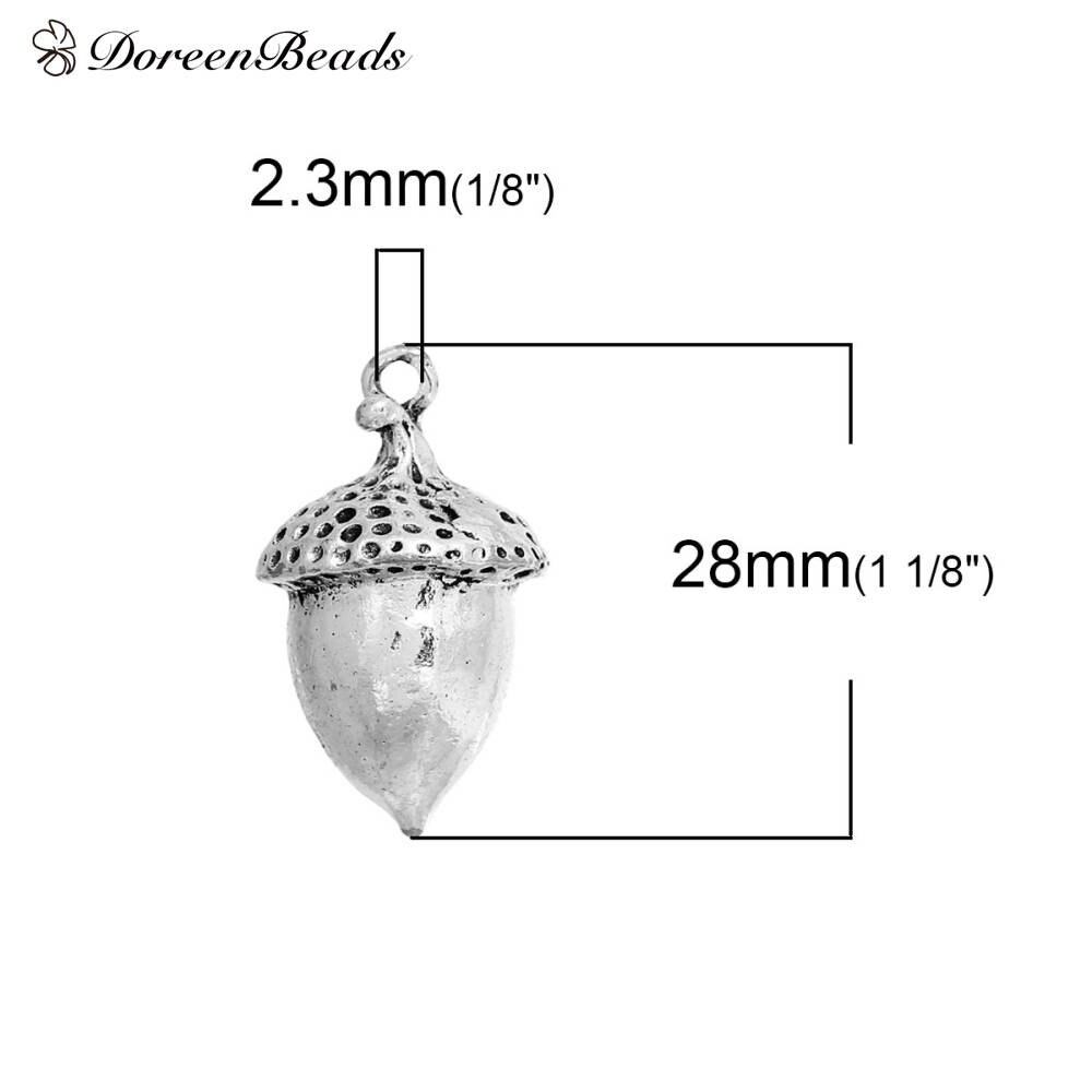 Encantos de Liga De Zinco Com Base 3D DoreenBeads Bolota Cor Prata Ouro 28mm(1 1/8 ") x 16mm( 5/8"), 2 PCs: antique silver
