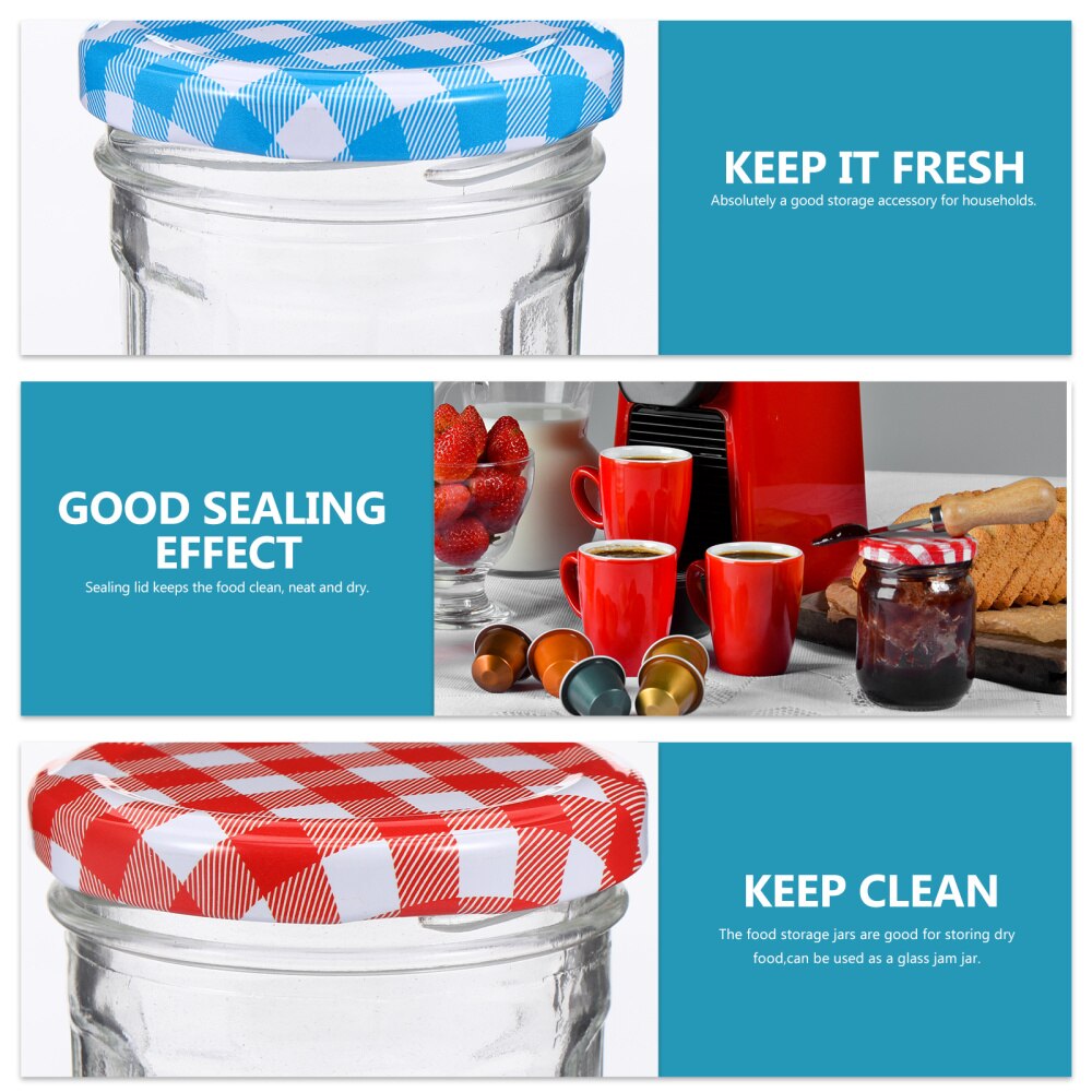 12pcs Glass Jam Storage Bottles Honey Sealed Jars Pickles Pots with Lid (50ML)