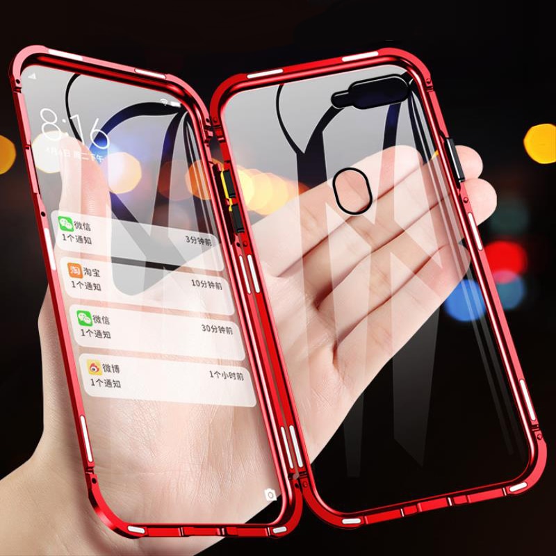 360 grad Protector Magnet Fall Für OPPO A3S Stoßfest Fall Für OPPO AX7 BumperFront und Zurück Glas Fall Abdeckung Für OPPO F9