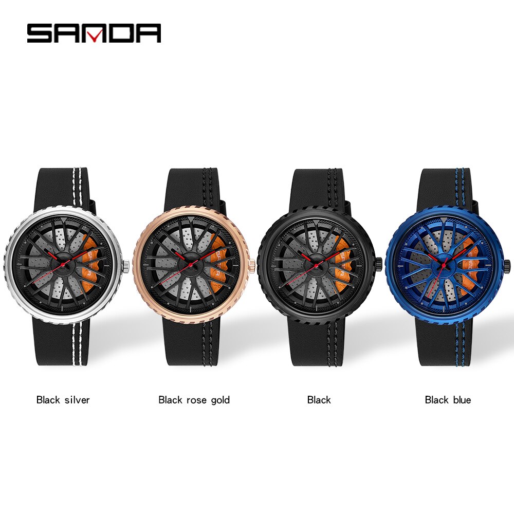 Relojes para hombre, Casual, estilo de rueda de coche, relojes de pulsera creativos para hombre, esfera de rueda de carreras 3D, reloj de cuarzo para hombre, reloj Masculino