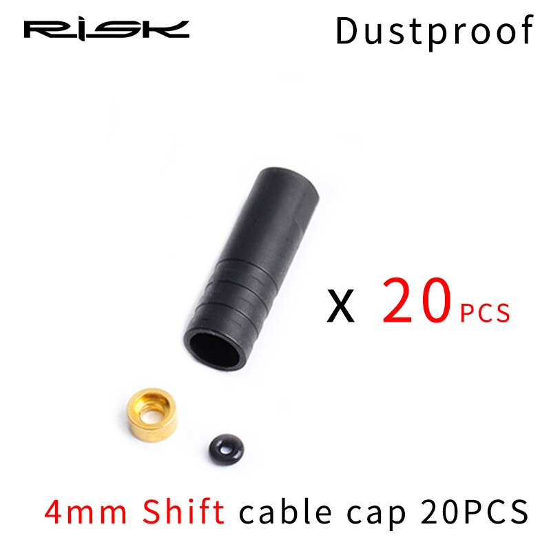 Risk capa do cabo da bicicleta com 100 peças, tampas básicas 4mm para cabo de freio 5mm, capa para cabo de câmbio, desviador de bicicleta à prova de poeira, tampa do cabo de câmbio: 4mm derailluer 20