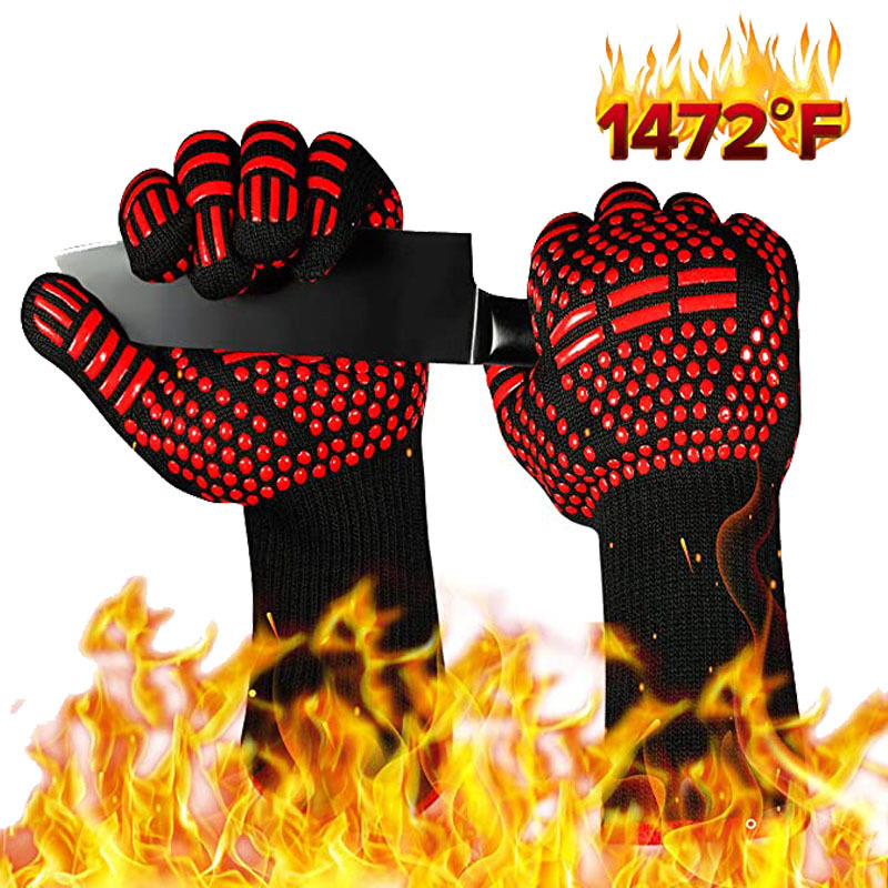BBQ-Handschuhe, feuerfest, hitzebeständig, Ofenhandschuhe, Silikon, rutschfest, für sterben Küche, Grillhandschuhe, Grillen, Kochen, Backen, Raucherhandschuhe