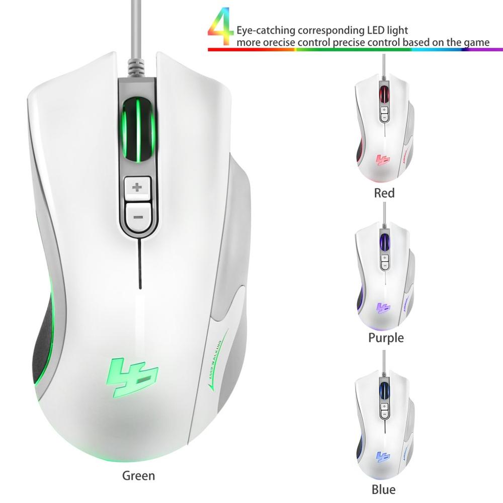 5D 4000 DPI 5V 100mA 4 Buttons LED USB Wired Optical Gaming Mouse White Orange