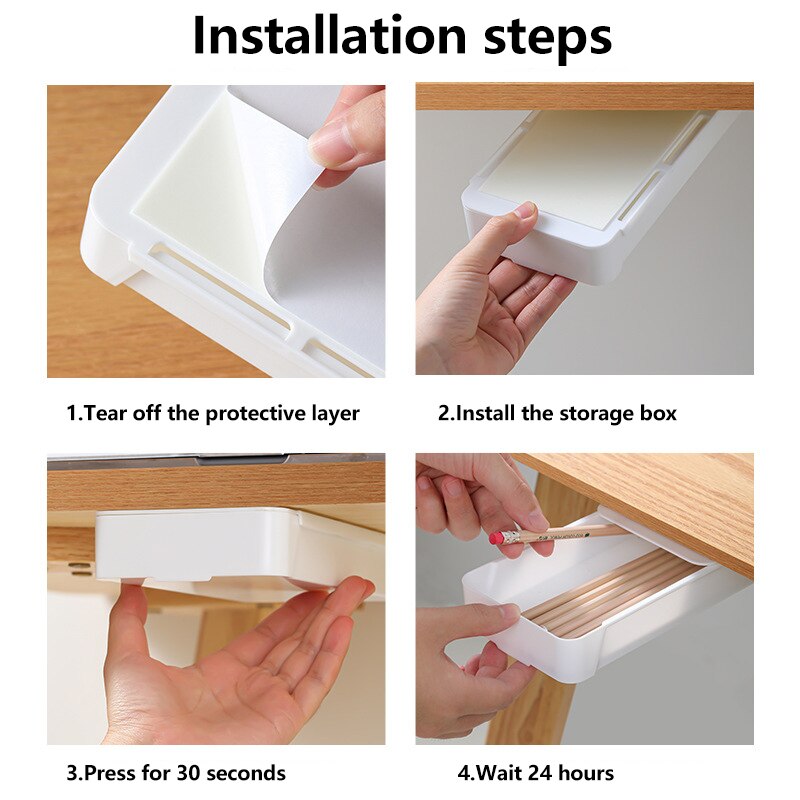 Zelf Stick Tafel Opslag Lade Organizer Box Potlood Lade Bureau Verborgen Onder Bureau Stand Zelfklevende Onder-Lade opbergdoos