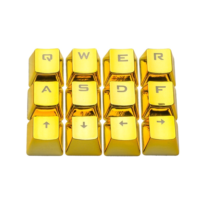 12 Mechanical Keyboard PBT Electroplated Metal Texture Cruciform Keycaps: Gold