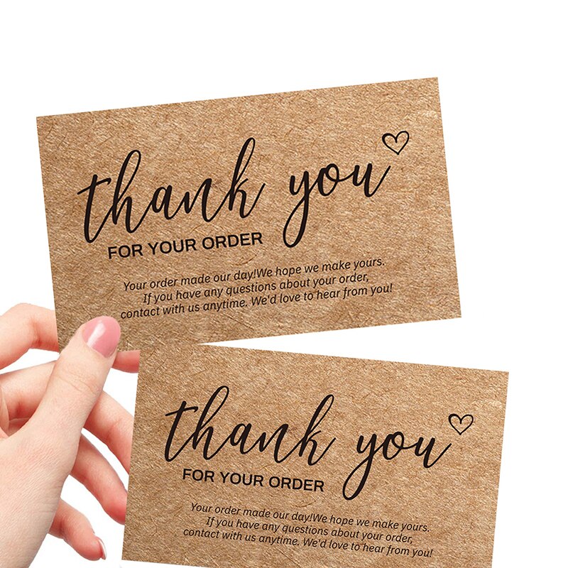 30pcs/bag Thank You for Your Order Cards 3D Kraft Paper Thanks Greeting Card Appreciation Cardstock for Small Business Sellers