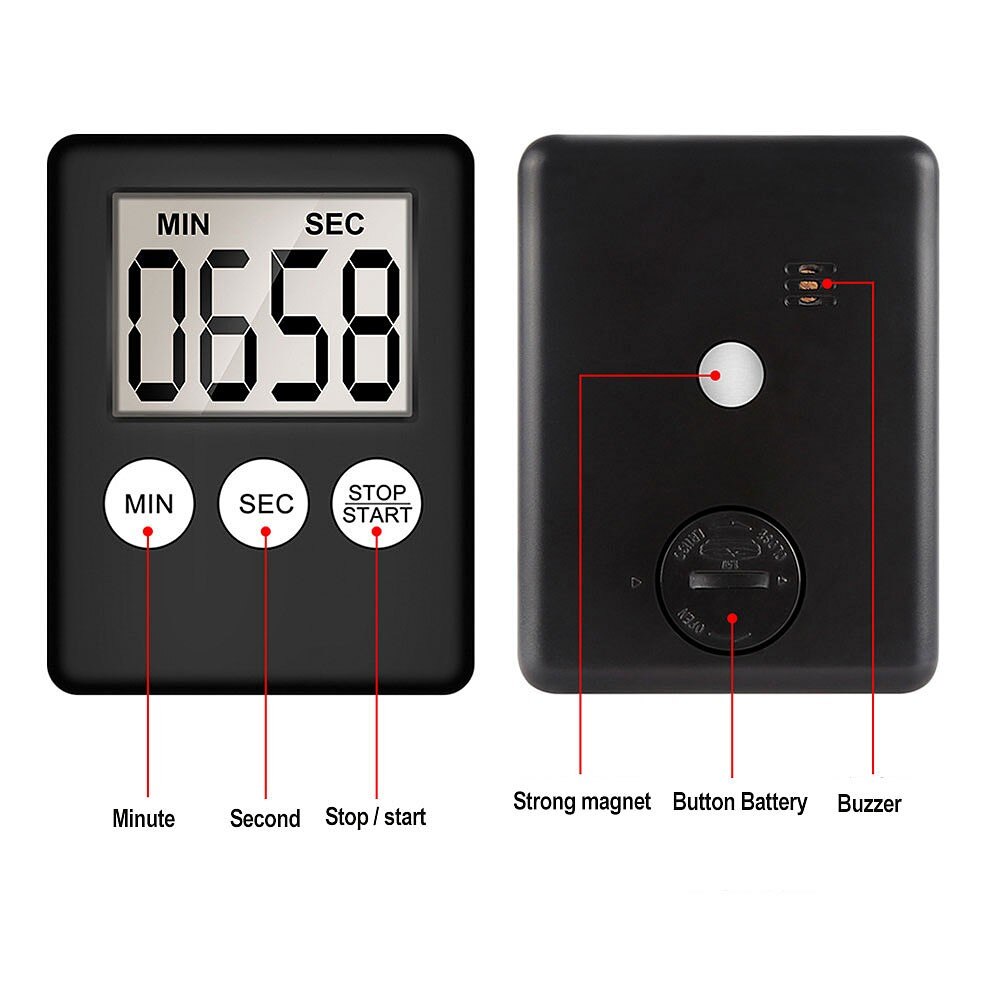 LCD Display Kitchen Timers For Baking Study Beauty Home Digital Time Counting Down Reminder - 100Min Maximum