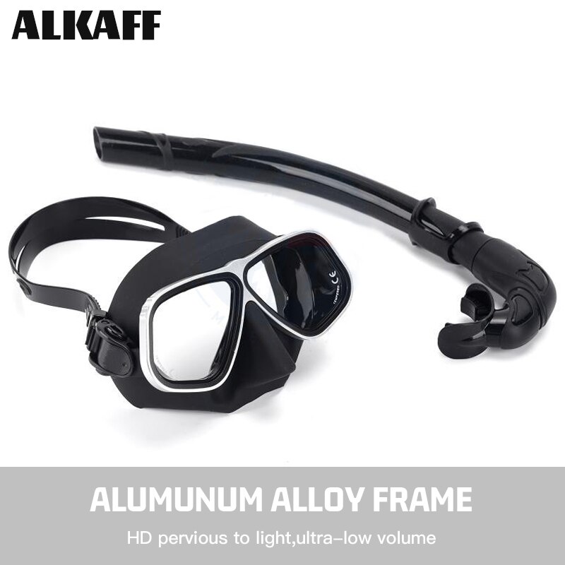 low volume free diving mask Alloy frame scuba diving equipment Snorkel goggles Toughened glass for free dive