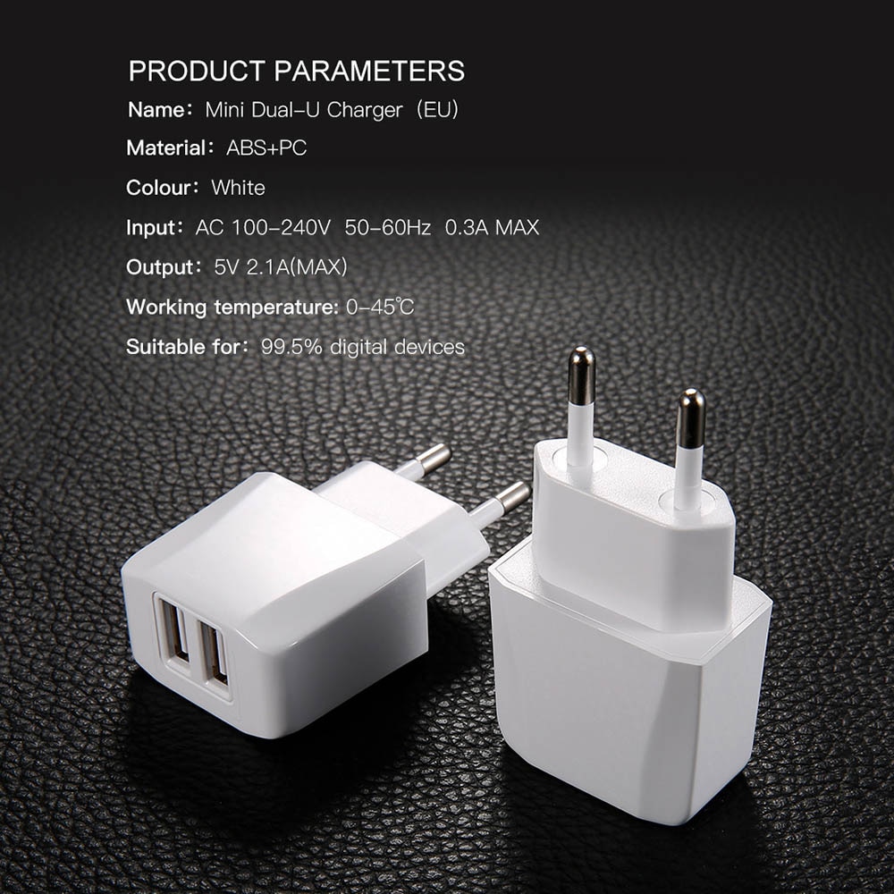 Dual Usb Charger, Mobiele Telefoon Eu Charger Plug Travel Wall Charger Adapter Voor Iphone Ipad Samsung Xiaomi Telefoon Oplader
