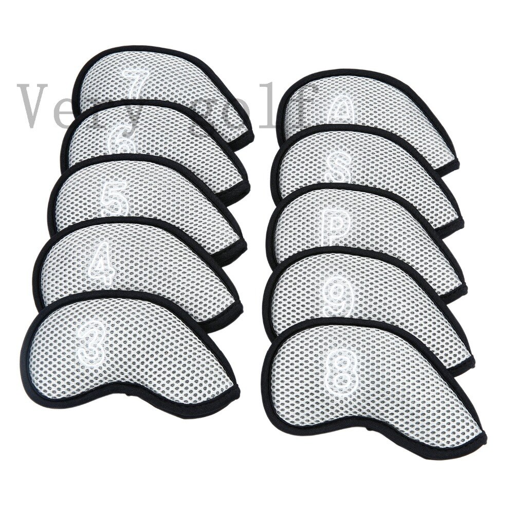1 Set/10 Stuks Golf Club Iron Head Covers Headcover Meshy Iron Cover Vijf Kleuren Voor Kiezen